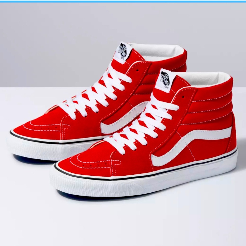 Red high top vans.